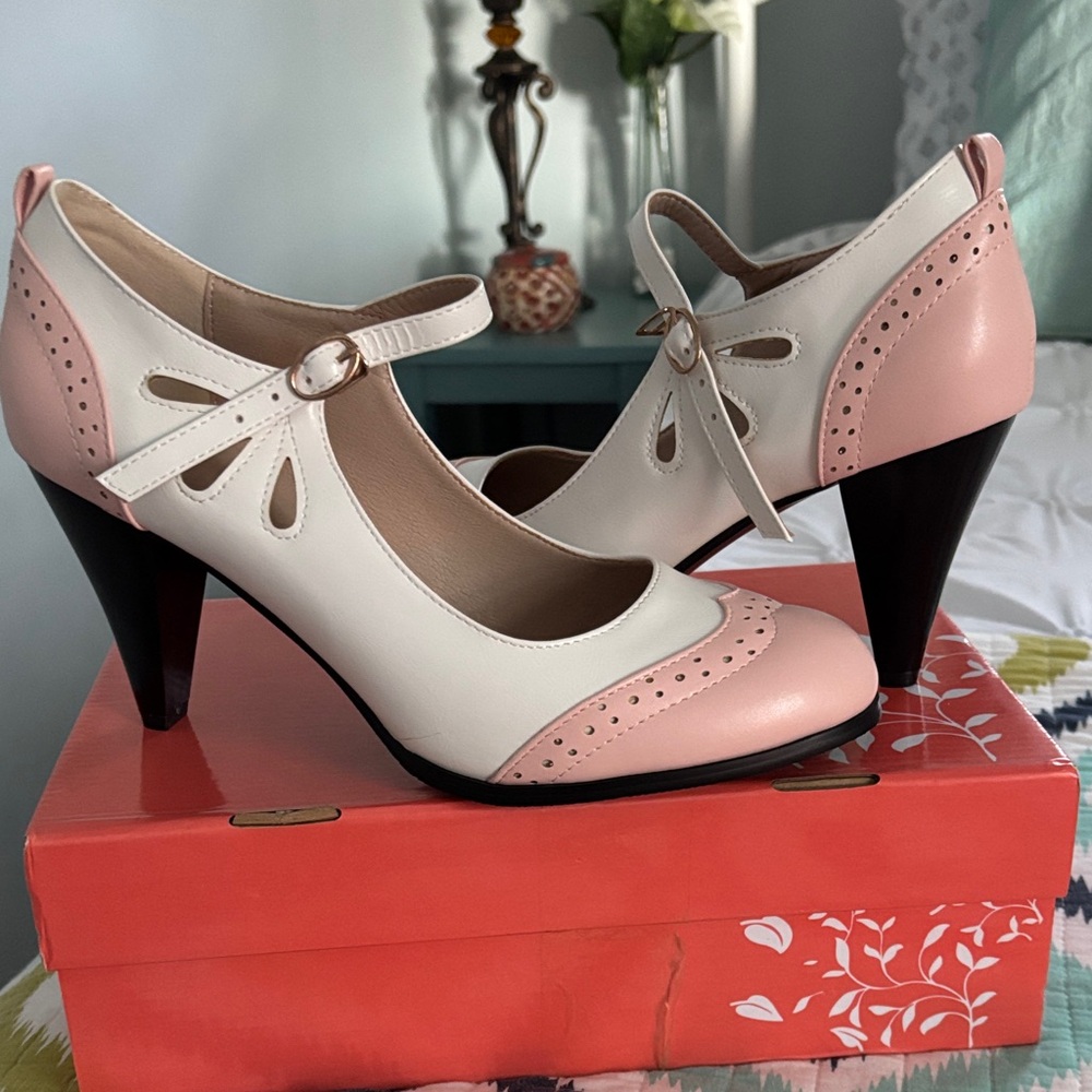 Chic Pink and White Women's Heels